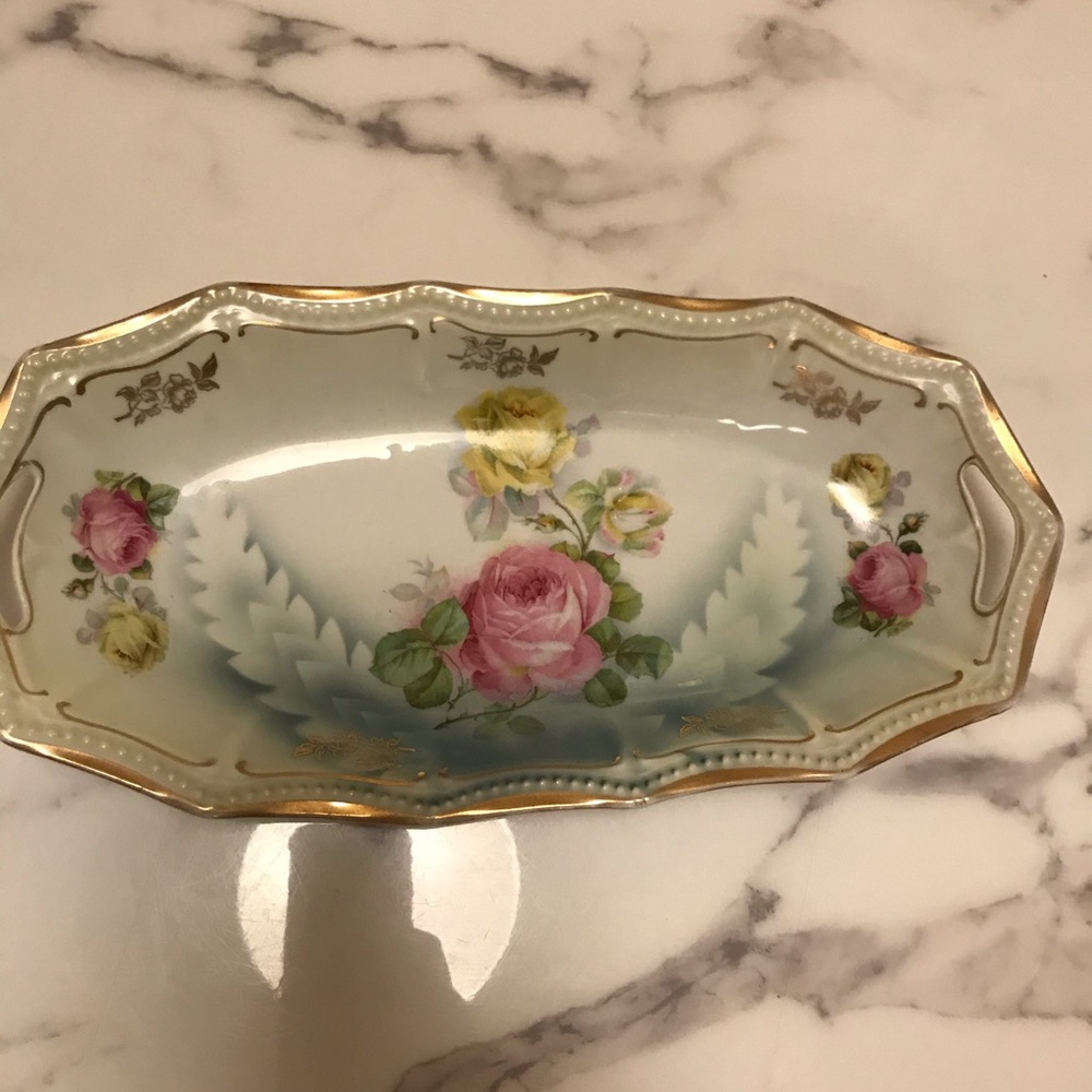 Silesia porcelain hand painted serving bowl antiqu